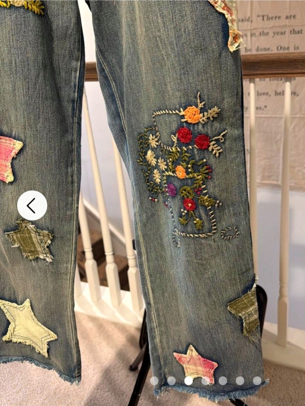 Blue Velvet Boho Embroidered Patchwork  Jeans - Picture 8 of 11